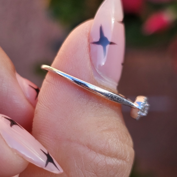 Dainty Sterling Diamond Ring - Picture 2 of 5